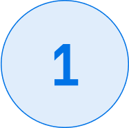Blue number one in a dark circle.